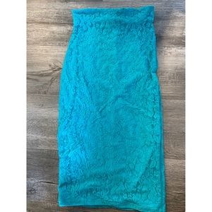 Turquoise pencil skirt